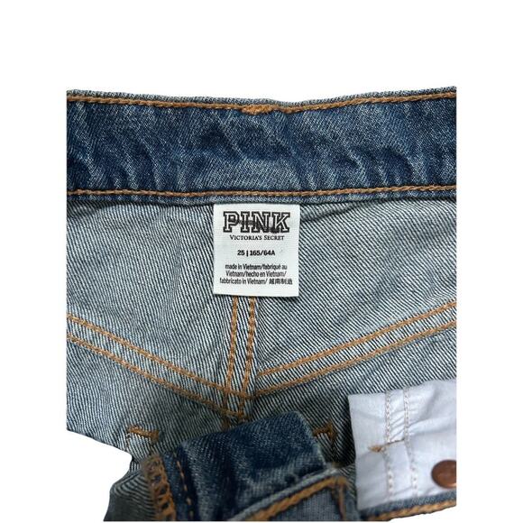 Victoria Secret PINK Women’s Denim Jean Shorts Cutoff 25” Waist Medium Wash - Picture 5 of 7